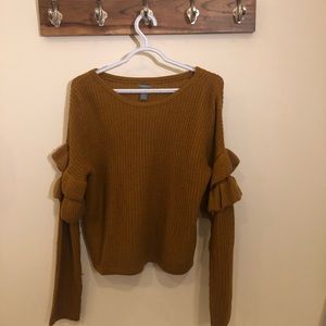 Mustard Sweater with Ruffle Detail
